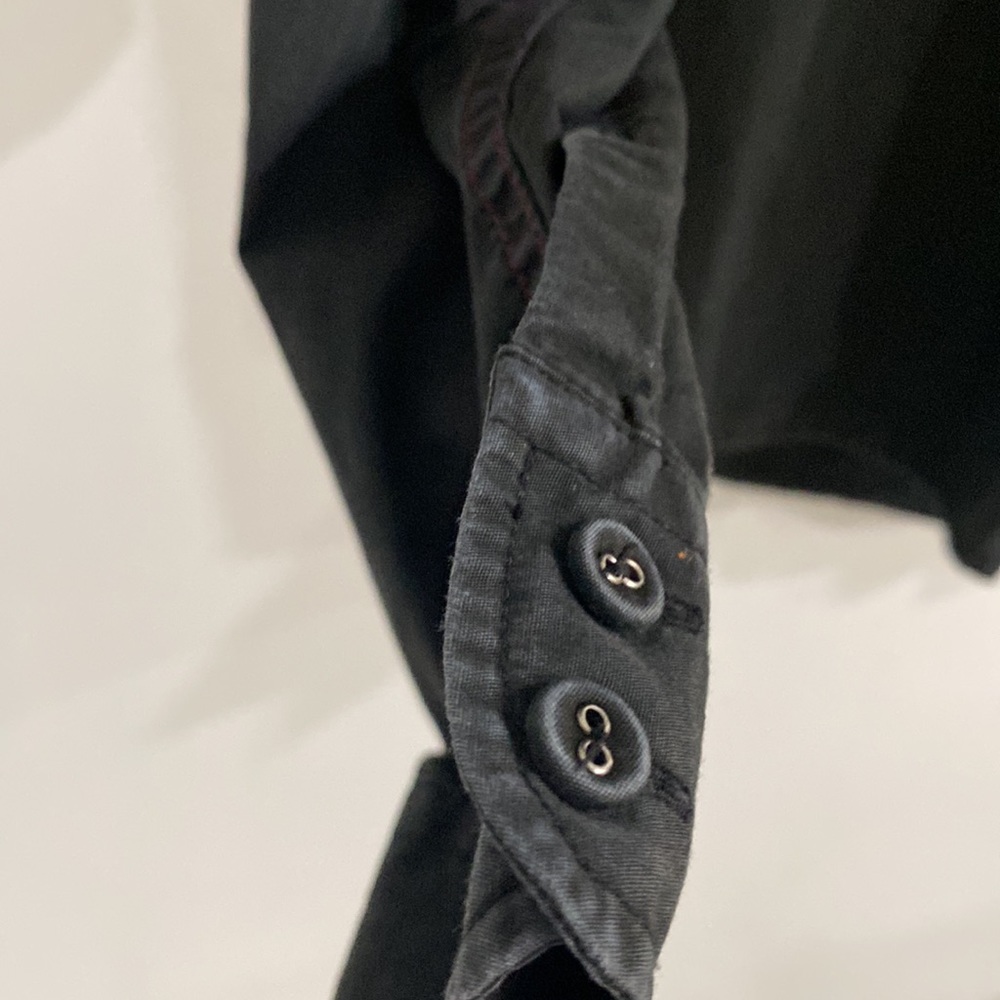 Vintage Black Button Down Collared Long Sleeve To… - image 8